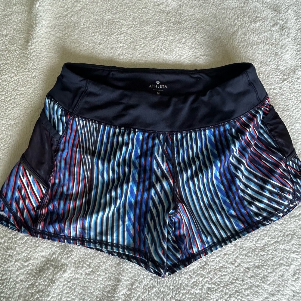 Athleta Black and Blue Athletic Shorts with Modern Style